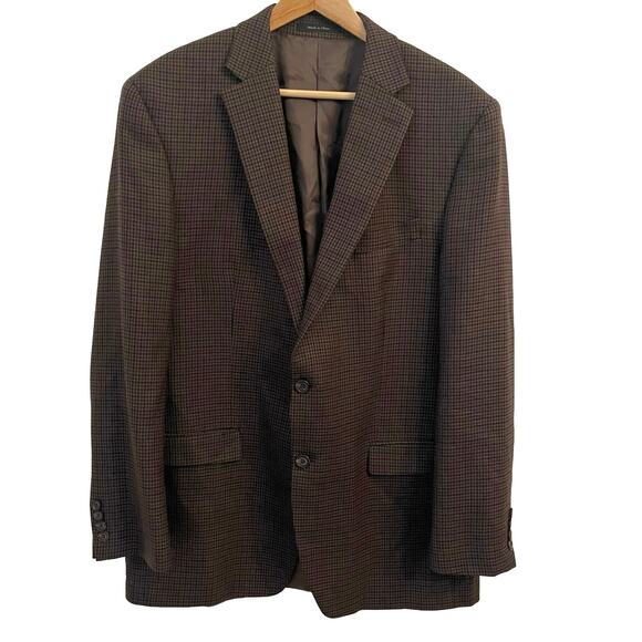 Lauren Ralph Lauren Wool Blazer Mens 44L Houndstooth Brown Sport Coat Jacket - Picture 3 of 16